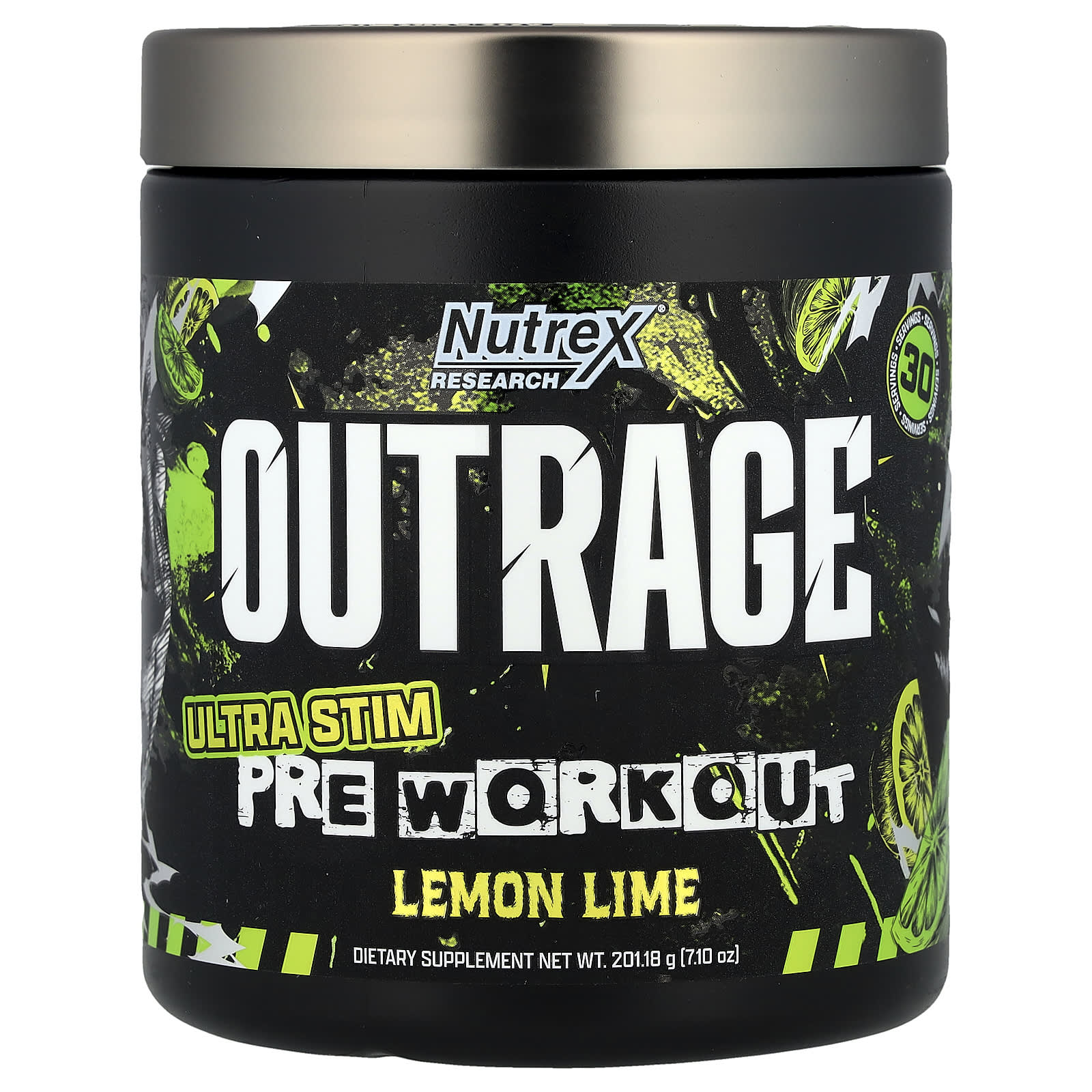 Nutrex Research, Outrage, Ultra Stim Pre Workout, Lemon Lime, 7.1 oz (201.18 g) - Image 1