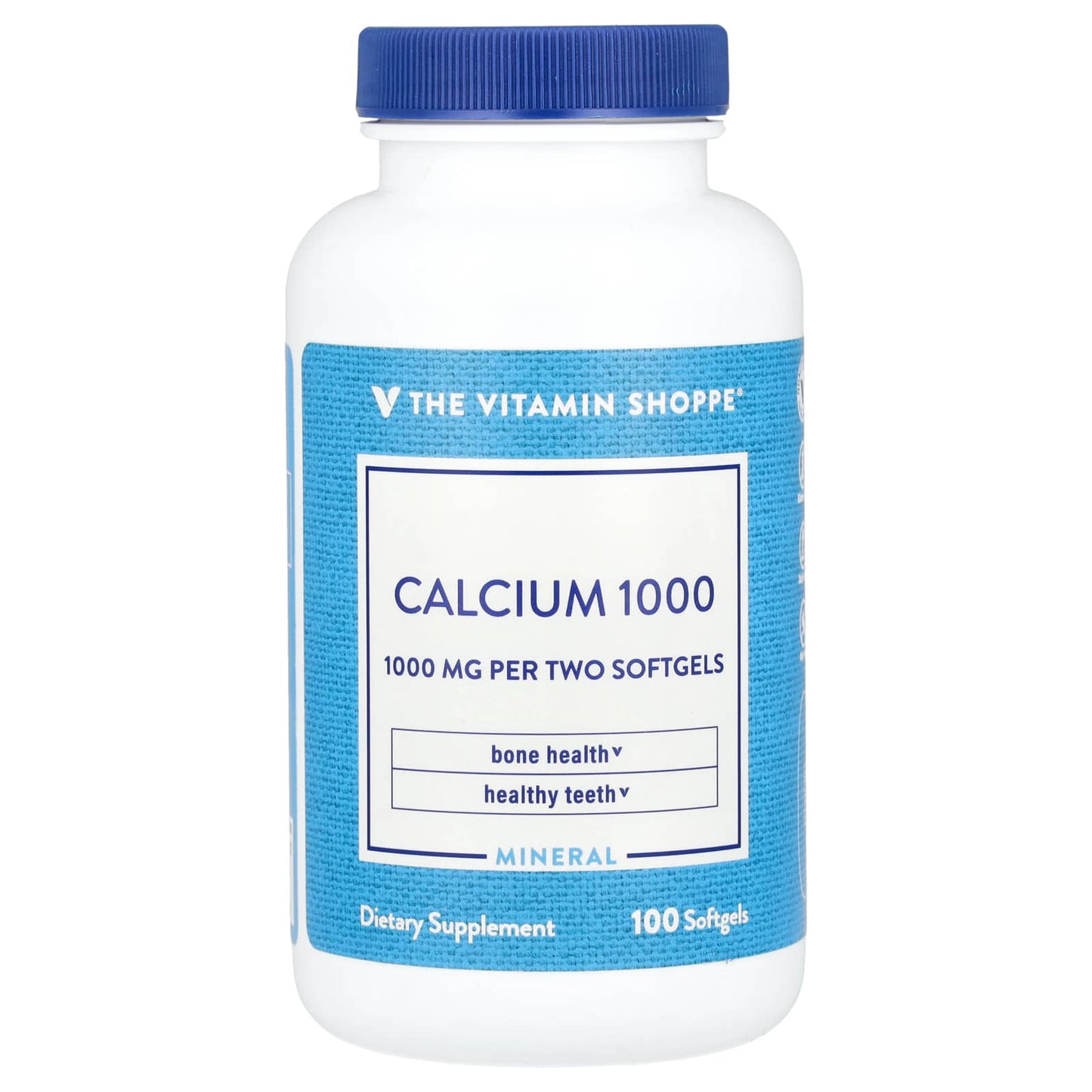 The Vitamin Shoppe, Calcium 1000, 1,000 mg, 100 Softgels (500 mg per Capsule) - Image 1