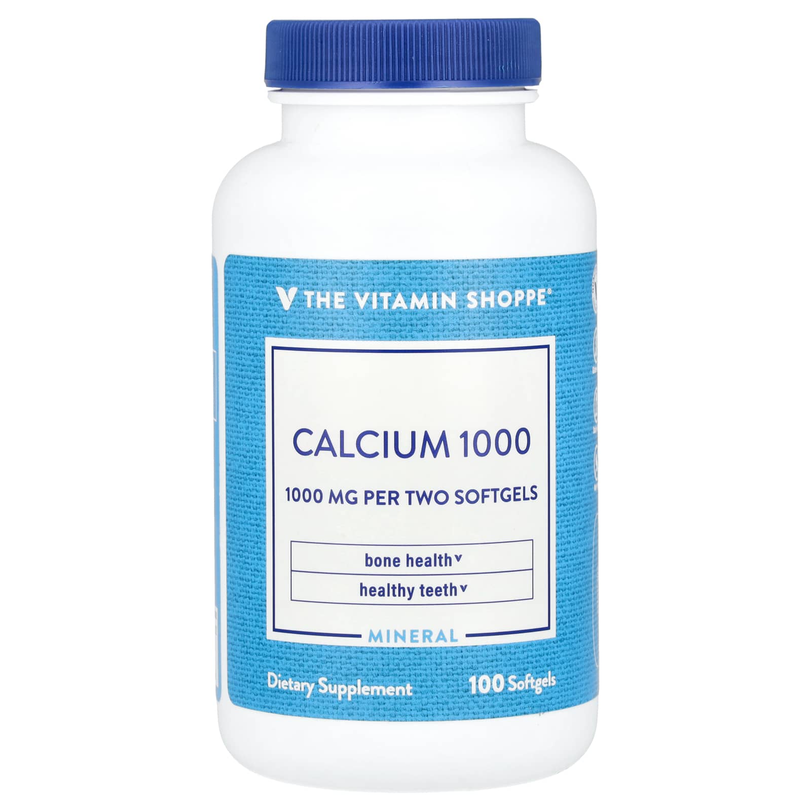 The Vitamin Shoppe, Calcium 1000, 1,000 mg, 100 Softgels (500 mg per Capsule) - Image 1