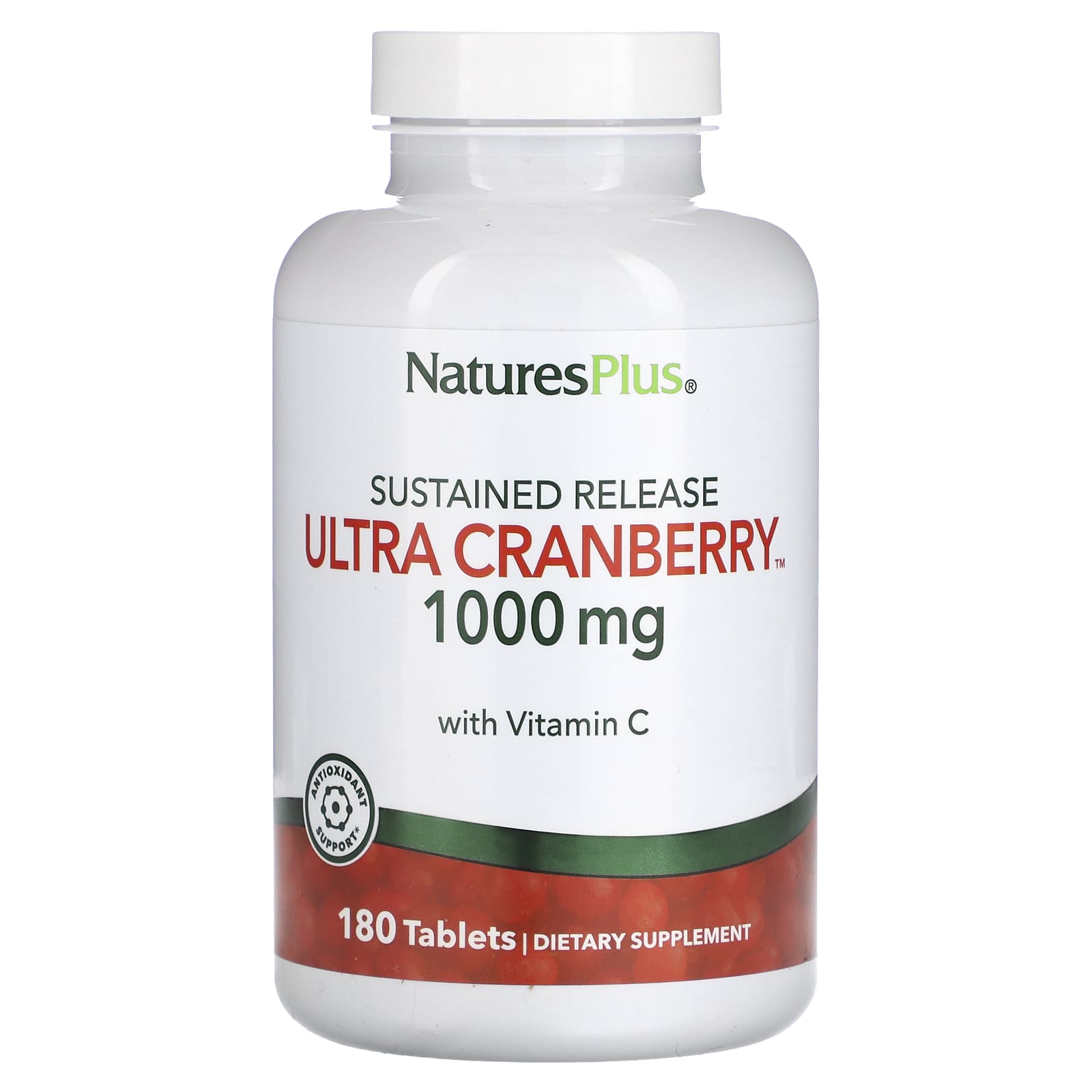 NaturesPlus, Sustained Release Ultra Cranberry, 1,000 mg, 180 Tablets - Image 1
