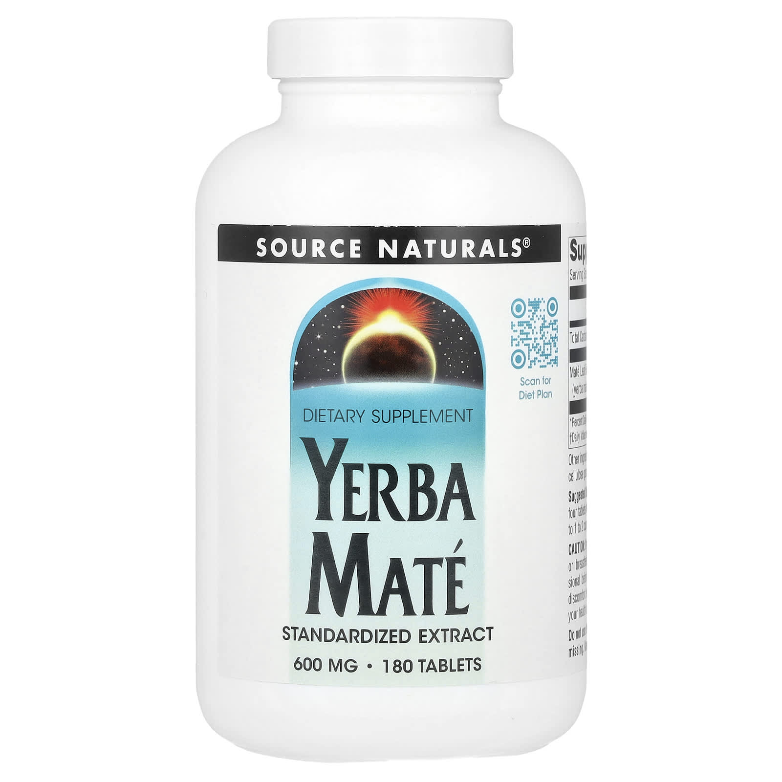 Source Naturals, Yerba Mate, 600 mg, 180 Tablets - Image 1