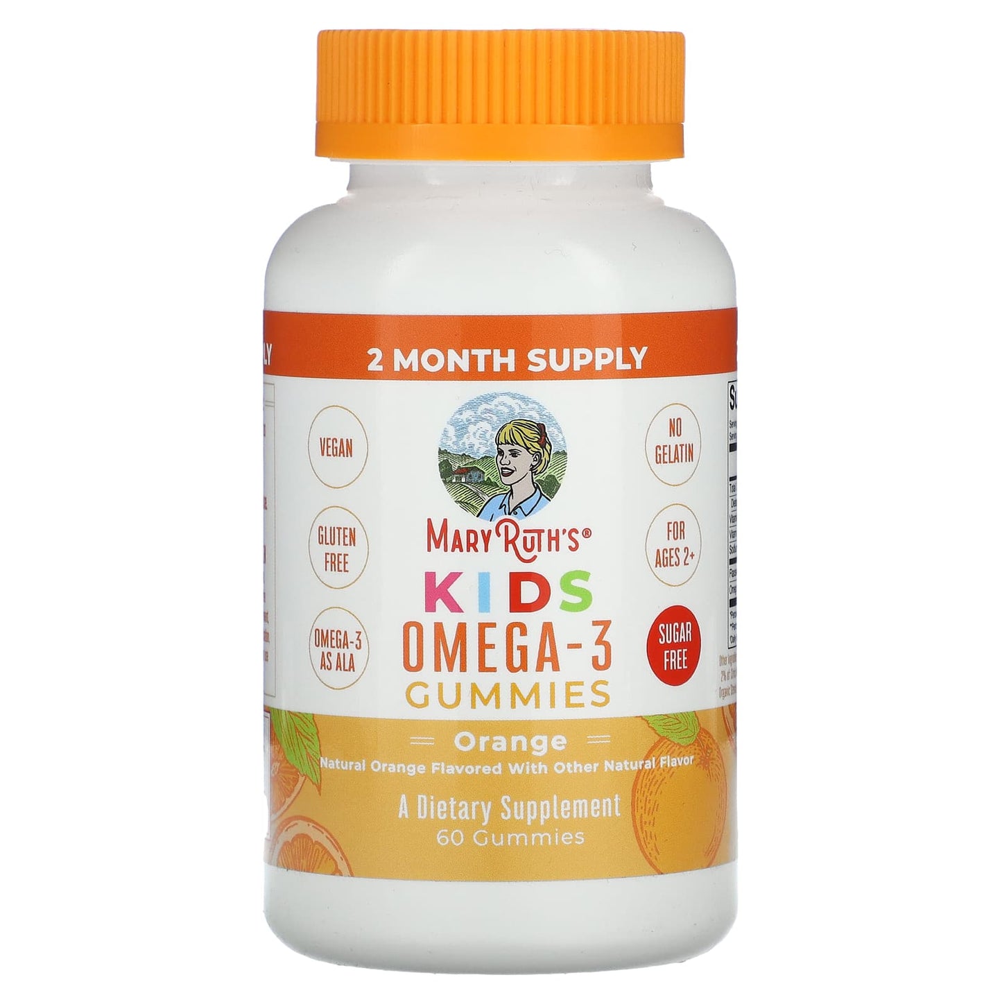 MaryRuth's, Kids Omega-3 Gummies, Ages 2+, Orange, 60 Gummies - Image 1