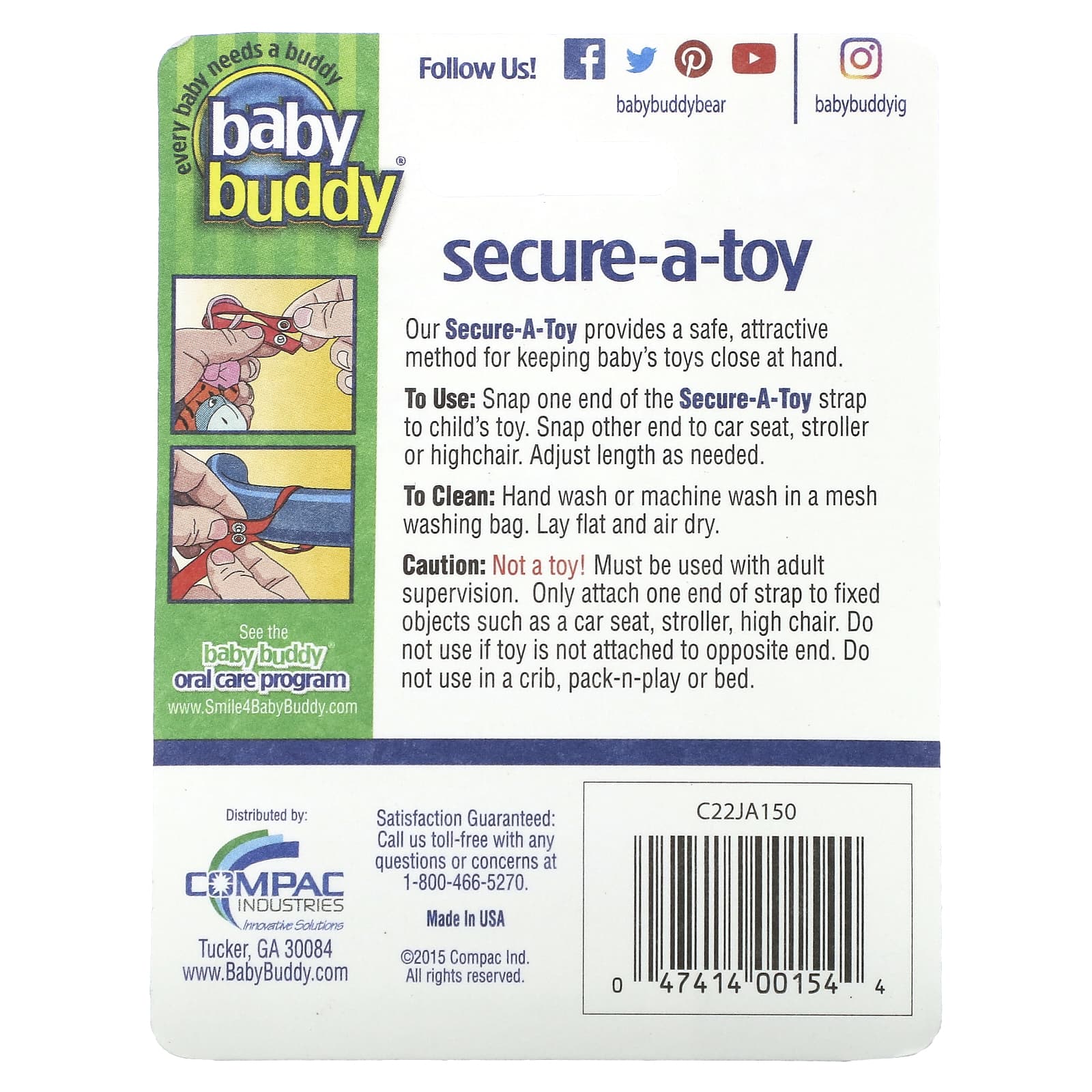 Baby Buddy Secure-A-Toy, Safe & Easy Car Seat Toy Attachments - Image 2