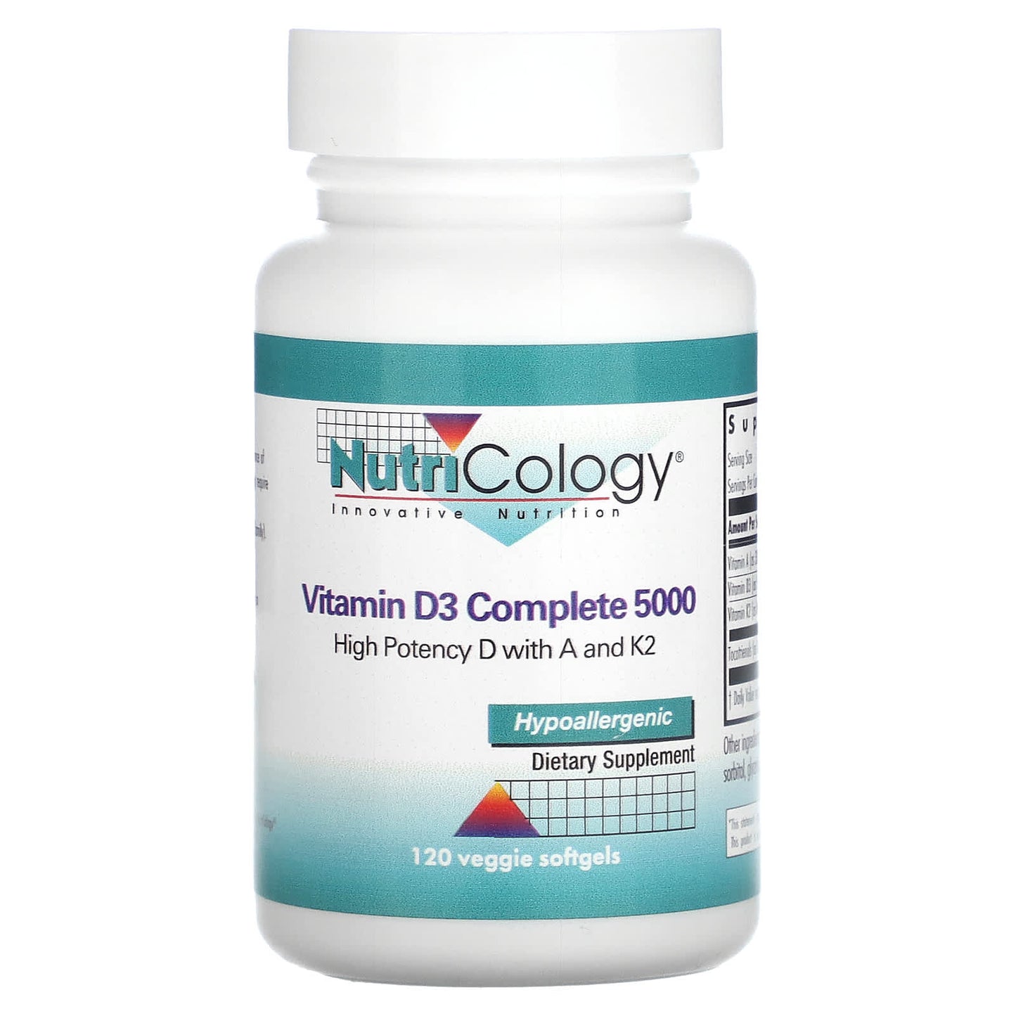 Nutricology, Vitamin D3 Complete 5000, 120 Veggie Softgels - Image 1