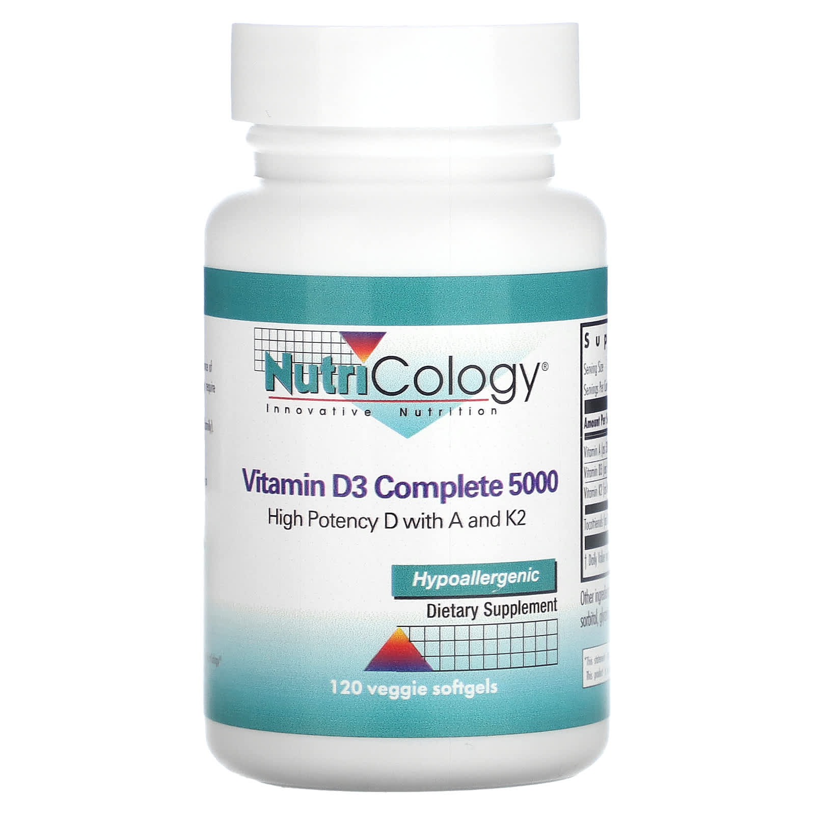 Nutricology, Vitamin D3 Complete 5000, 120 Veggie Softgels - Image 1