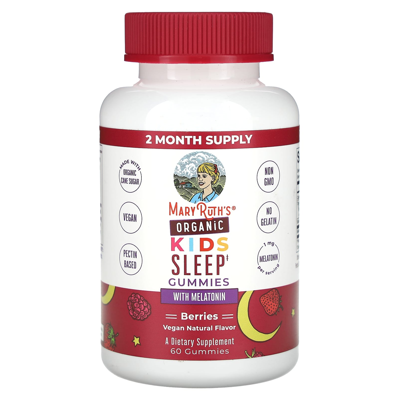 MaryRuth's, Organic Kids Sleep Gummies with Melatonin, Berries, 1 mg, 60 Gummies - Image 1