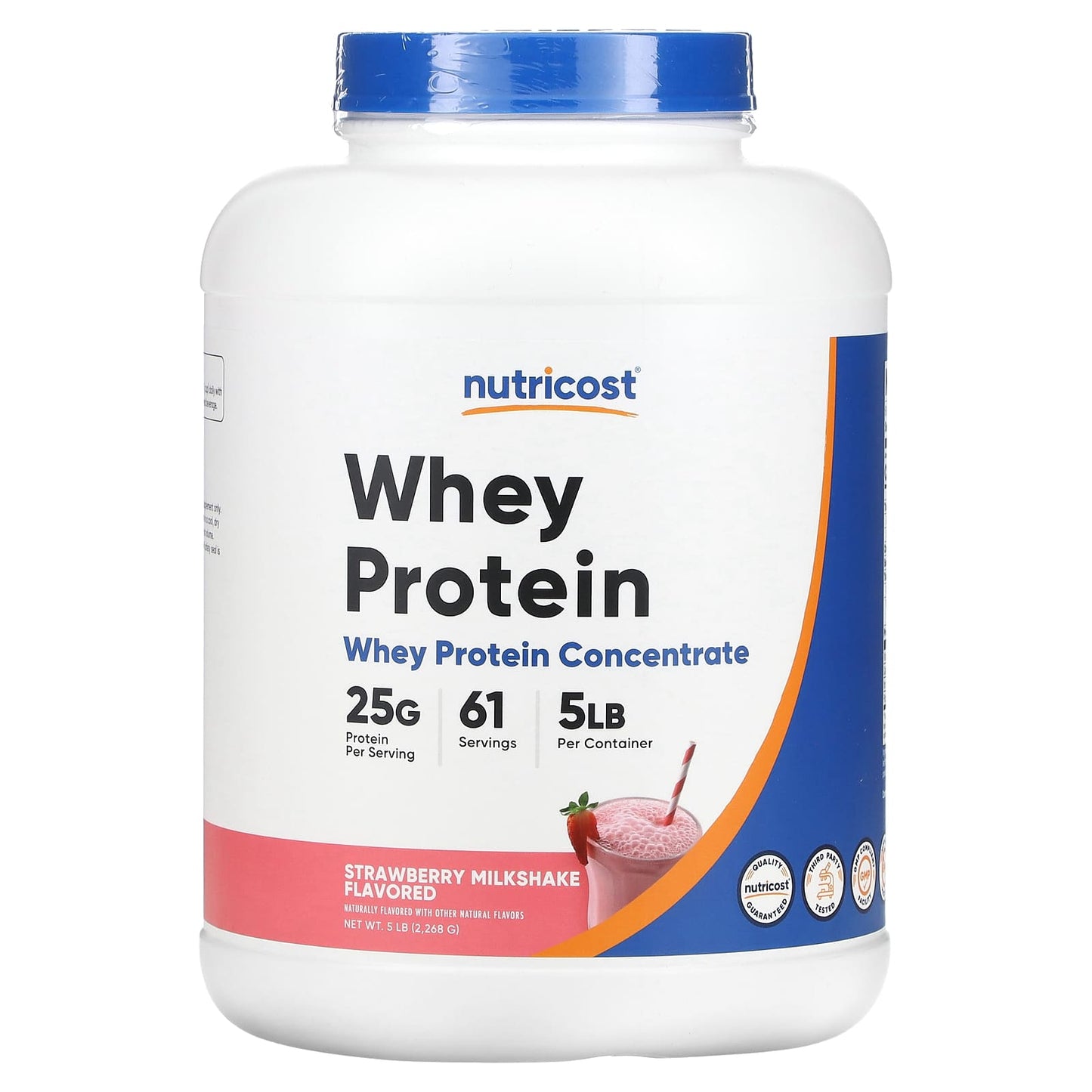 Nutricost, Whey Protein Concentrate, Strawberry Milkshake, 5 lb (2,268 g) - Image 1