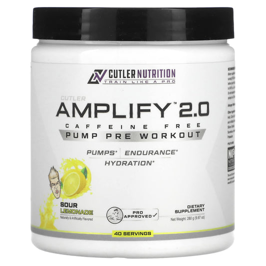 Cutler Nutrition Amplify 2.0 - Sour Lemonade, Stimulant-Free Pre Workout - Image 1