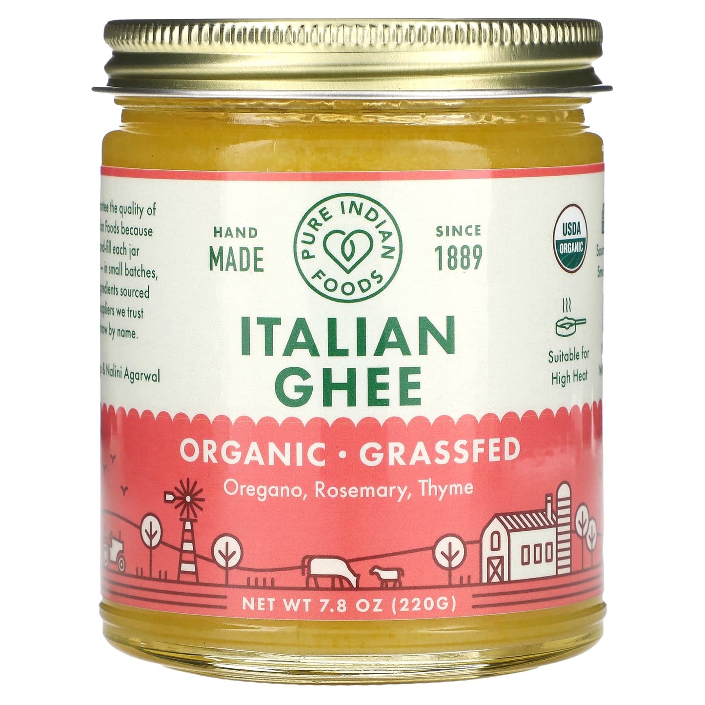 Pure Indian Foods, Organic Italian Ghee, 7.8 oz (220 g) - Image 1