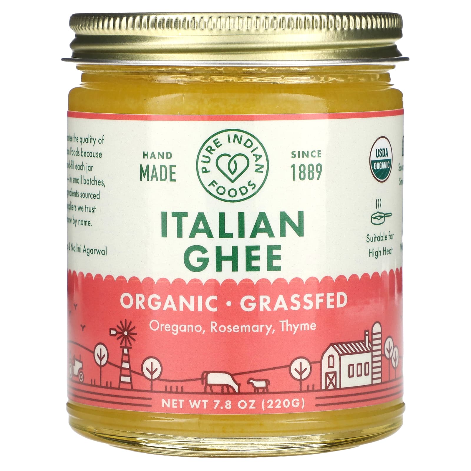 Pure Indian Foods, Organic Italian Ghee, 7.8 oz (220 g) - Image 1