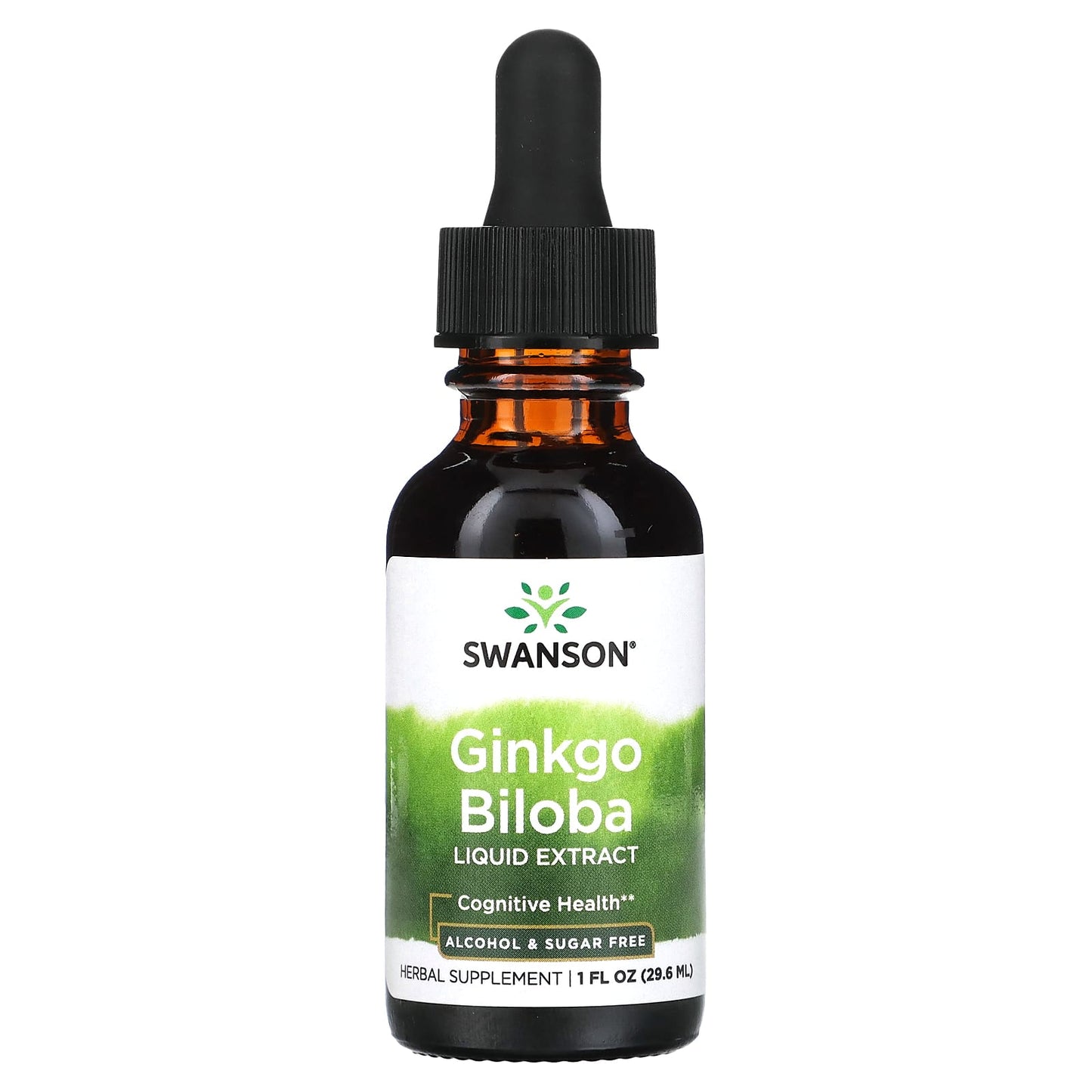 Swanson, Ginkgo Biloba Liquid Extract, Alcohol & Sugar Free, 1 fl oz (29.6 ml) (250 mg per Serving) - Image 1