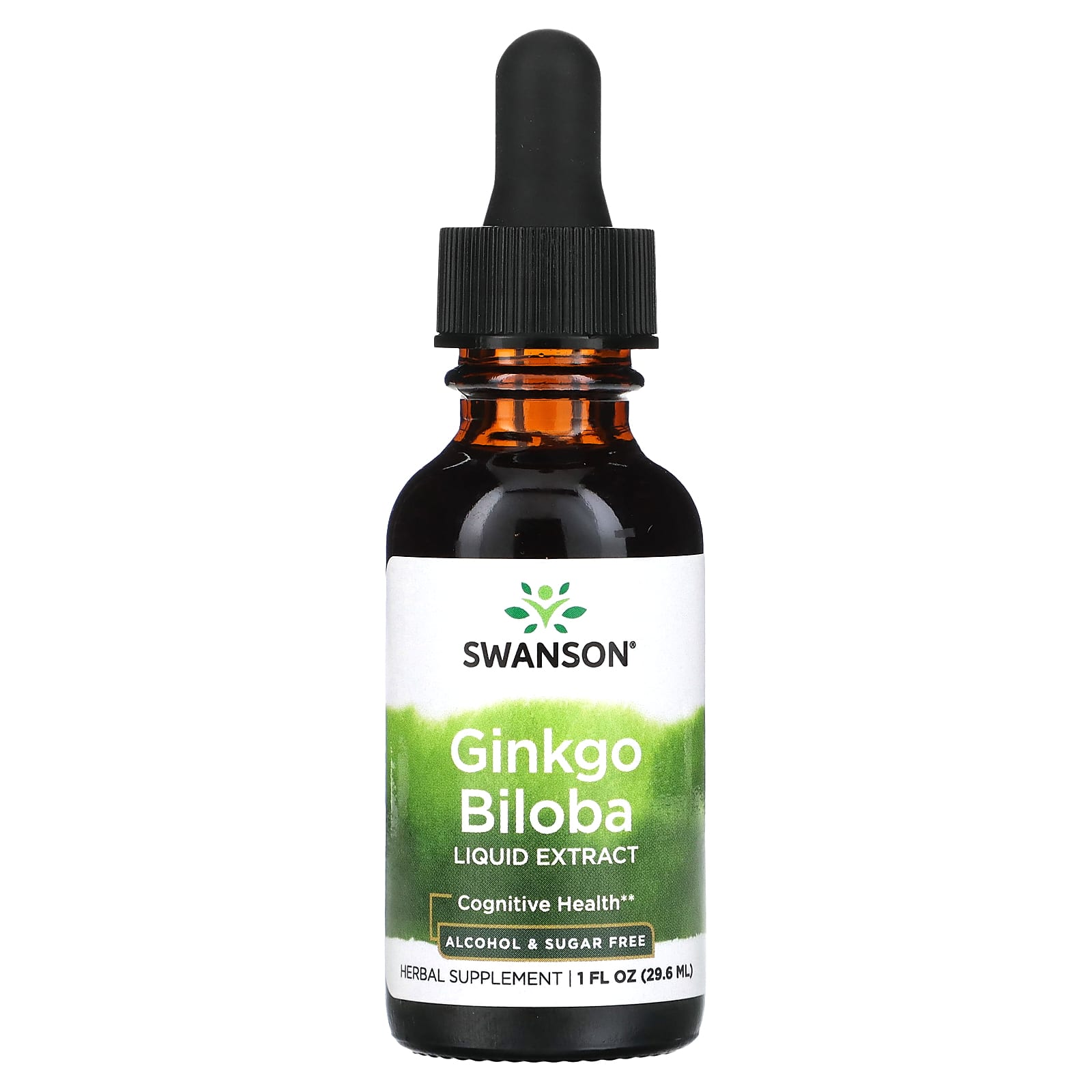 Swanson, Ginkgo Biloba Liquid Extract, Alcohol & Sugar Free, 1 fl oz (29.6 ml) (250 mg per Serving) - Image 1