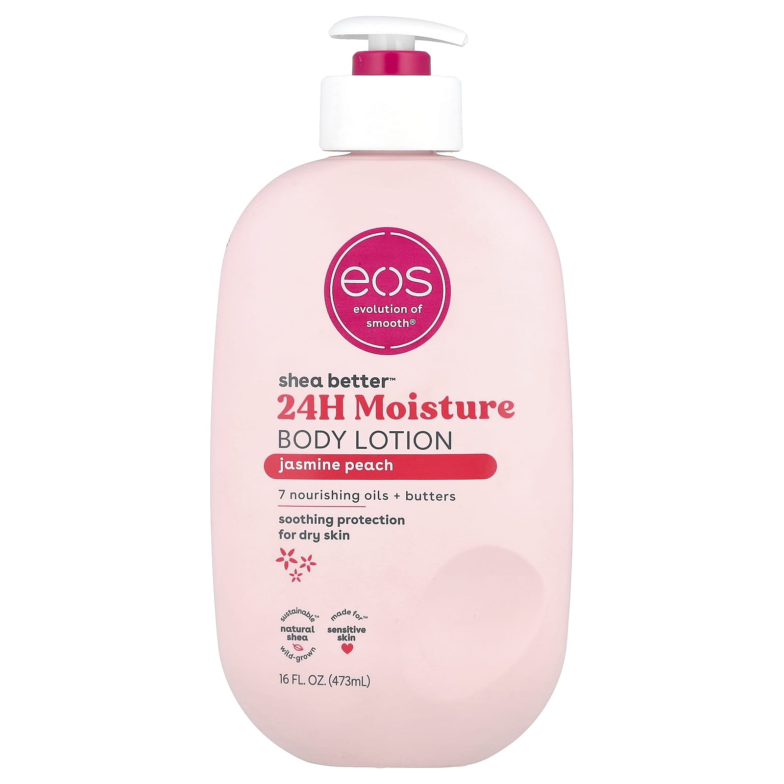 EOS 24H Moisture Body Lotion, Jasmine Peach, Sensitive Skin, Cruelty-Free - Image 1
