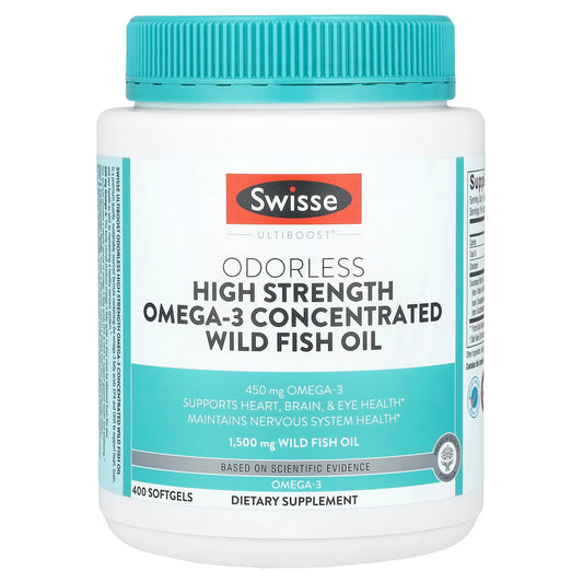 Swisse, Ultiboost®, Odorless High Strength Omega-3 Concentrated Wild Fish Oil , 1,500 mg , 400 Softgels - Image 1