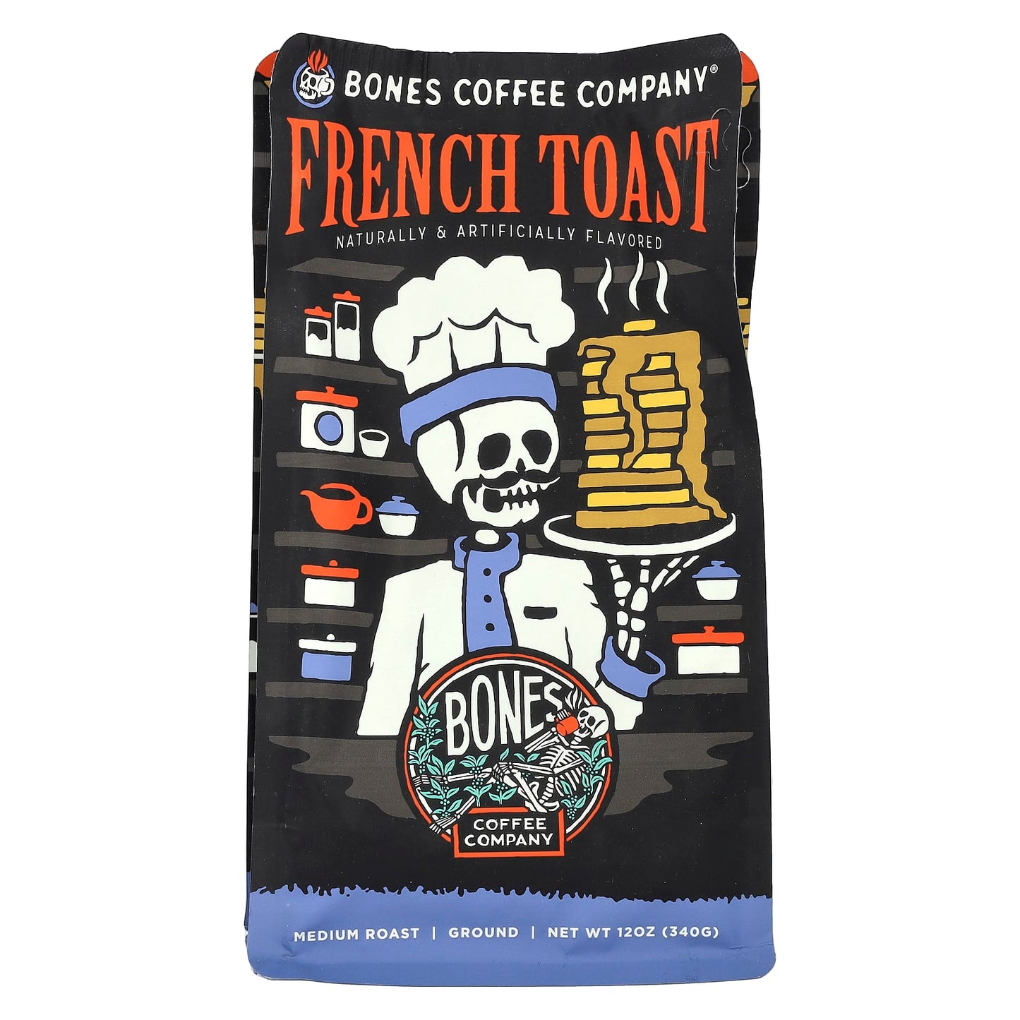 Bones Coffee, French Toast Ground Coffee, Medium Roast, 12oz - Image 1