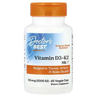 Doctor's Best Vitamin D3 + MK-7 Supplement for Strong Bones & Heart Health