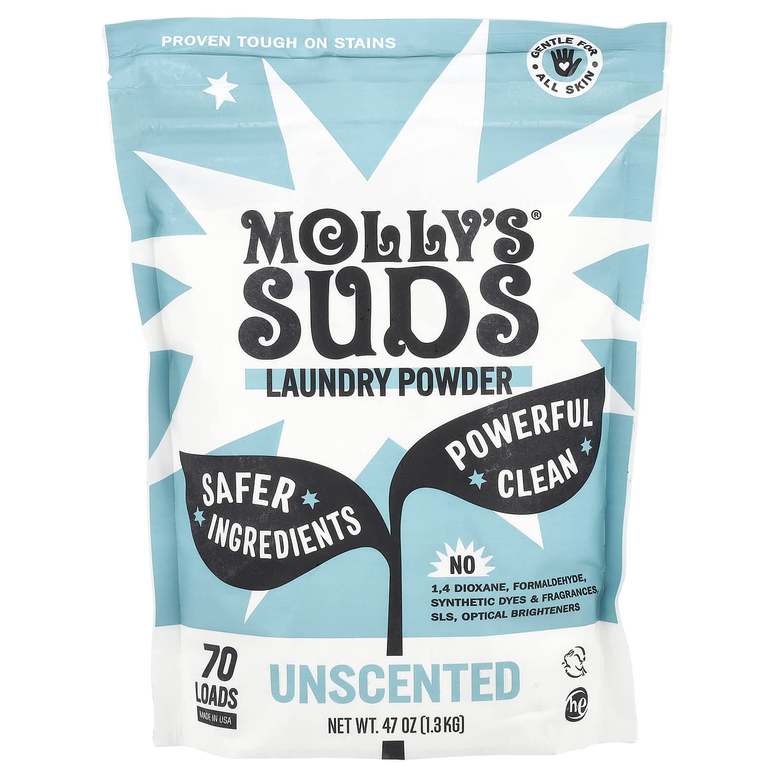 Molly's Suds, Laundry Powder, Unscented, 47 oz (1.3 kg) - Image 1