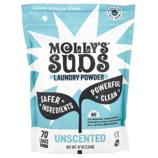 Molly's Suds, Laundry Powder, Unscented, 47 oz (1.3 kg) - Image 1