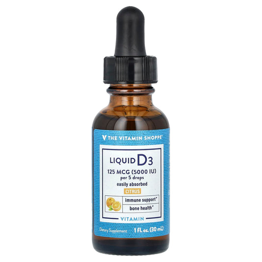 The Vitamin Shoppe, Liquid Vitamin D3, Citrus, 125 mcg (5,000 IU), 1 fl oz (30 ml) - Image 1