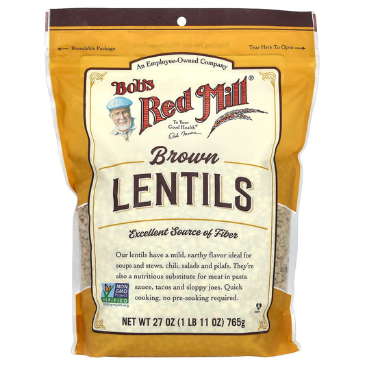 Brown Lentils by Bob's Red Mill - High Fiber, Non-GMO - 27 oz - Image 1