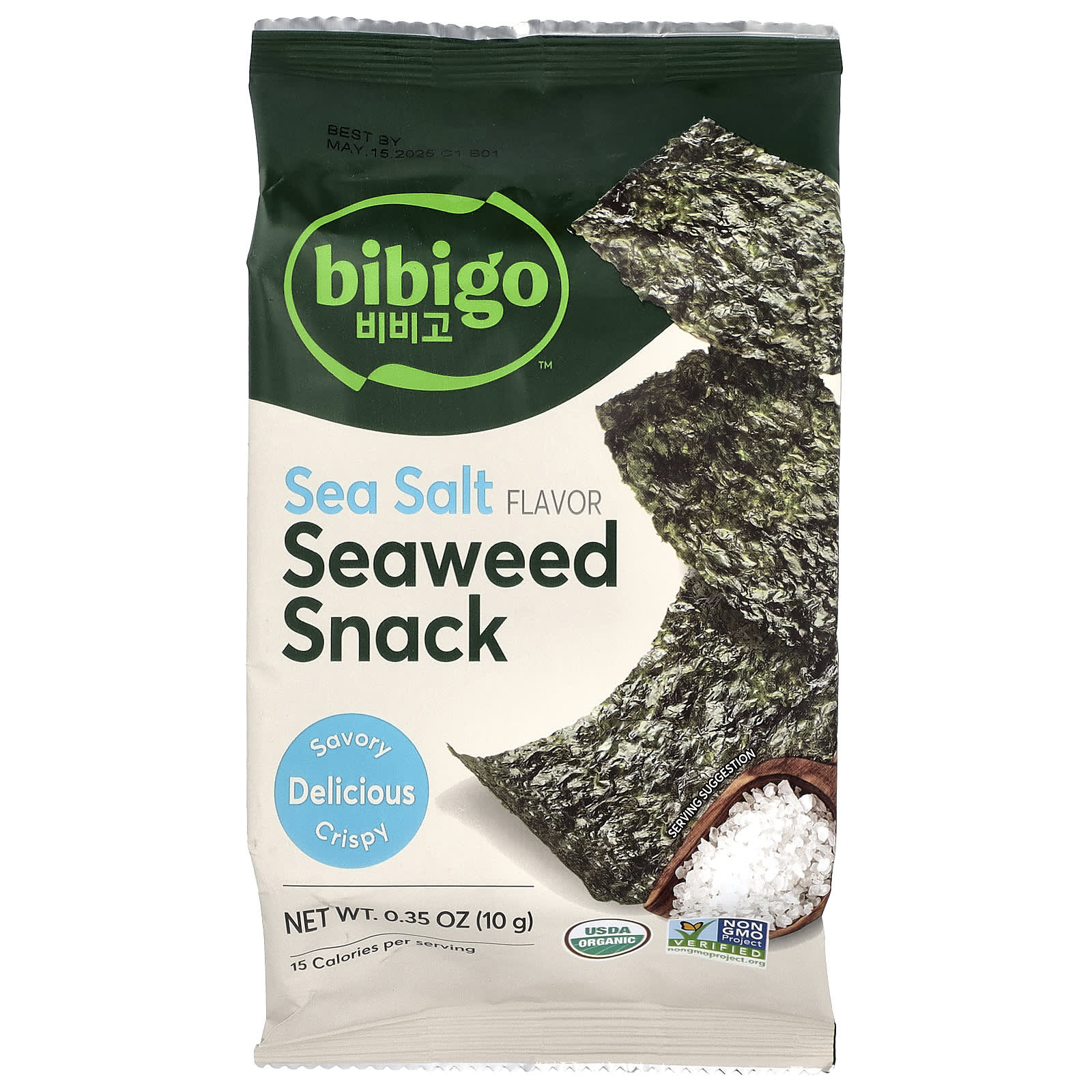 Delicious Bibigo Seaweed Snacks, Organic & Vegan, 0.35 oz - Image 1