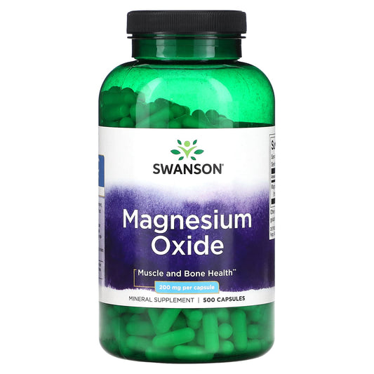 Swanson, Magnesium Oxide, 200 mg, 500 Capsules - Image 1