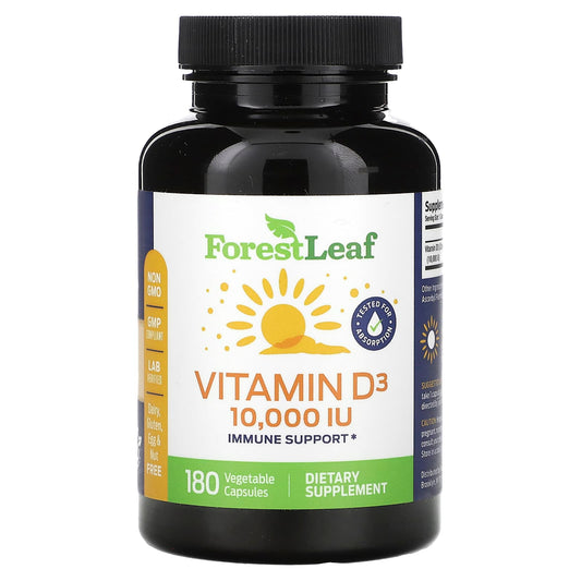 Vitamin D3 250 mcg Supplement with Immune Support - 180 Veg Capsules - Image 1