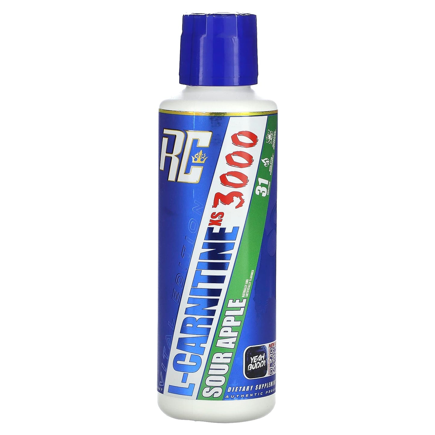 Ronnie Coleman, Vital Edition, L-Carnitine XS 3000, Sour Apple, 16 fl oz (473.28 ml) - Image 1