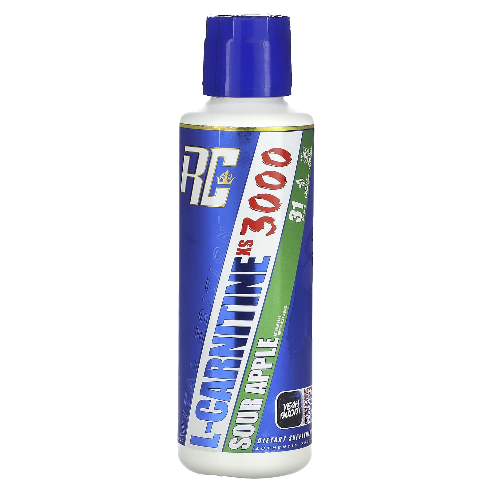 Ronnie Coleman, Vital Edition, L-Carnitine XS 3000, Sour Apple, 16 fl oz (473.28 ml) - Image 1