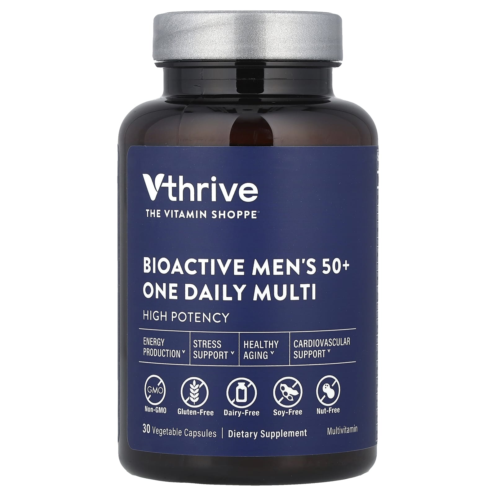 Vthrive, Bioactive Men's 50+ One Daily Multi, 30 Vegetable Capsules - Image 1