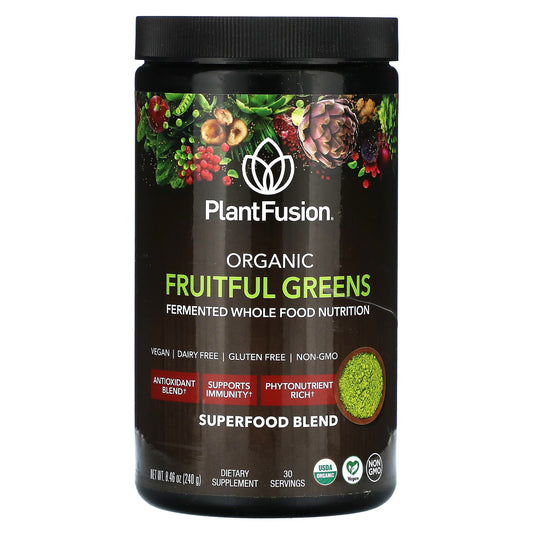 PlantFusion, Organic Fruitful Greens, 8.46 oz (240 g) - Image 1