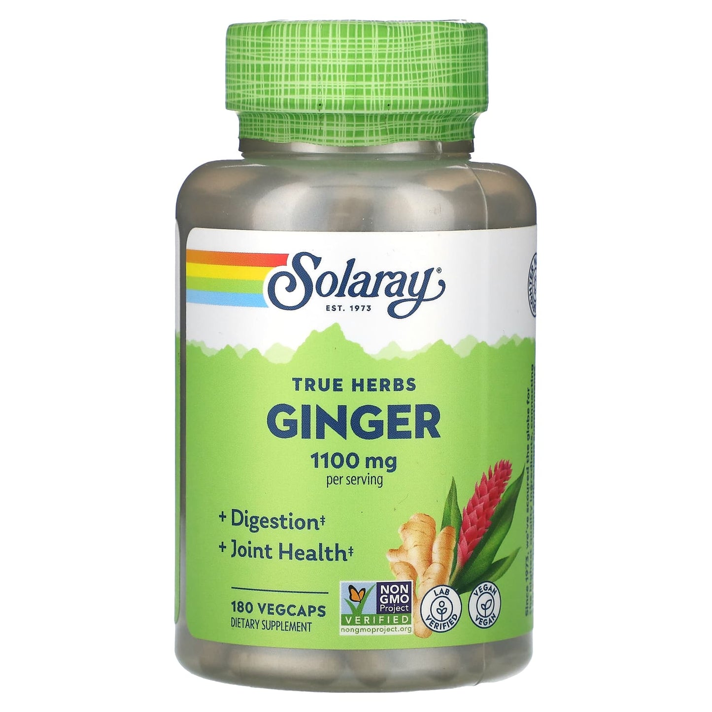 Solaray, True Herbs, Ginger, 1,100 mg, 180 VegCaps (550 mg per Capsule) - Image 1