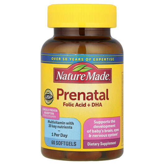 Nature Made, Prenatal Folic Acid + DHA, 60 Softgels - Image 1