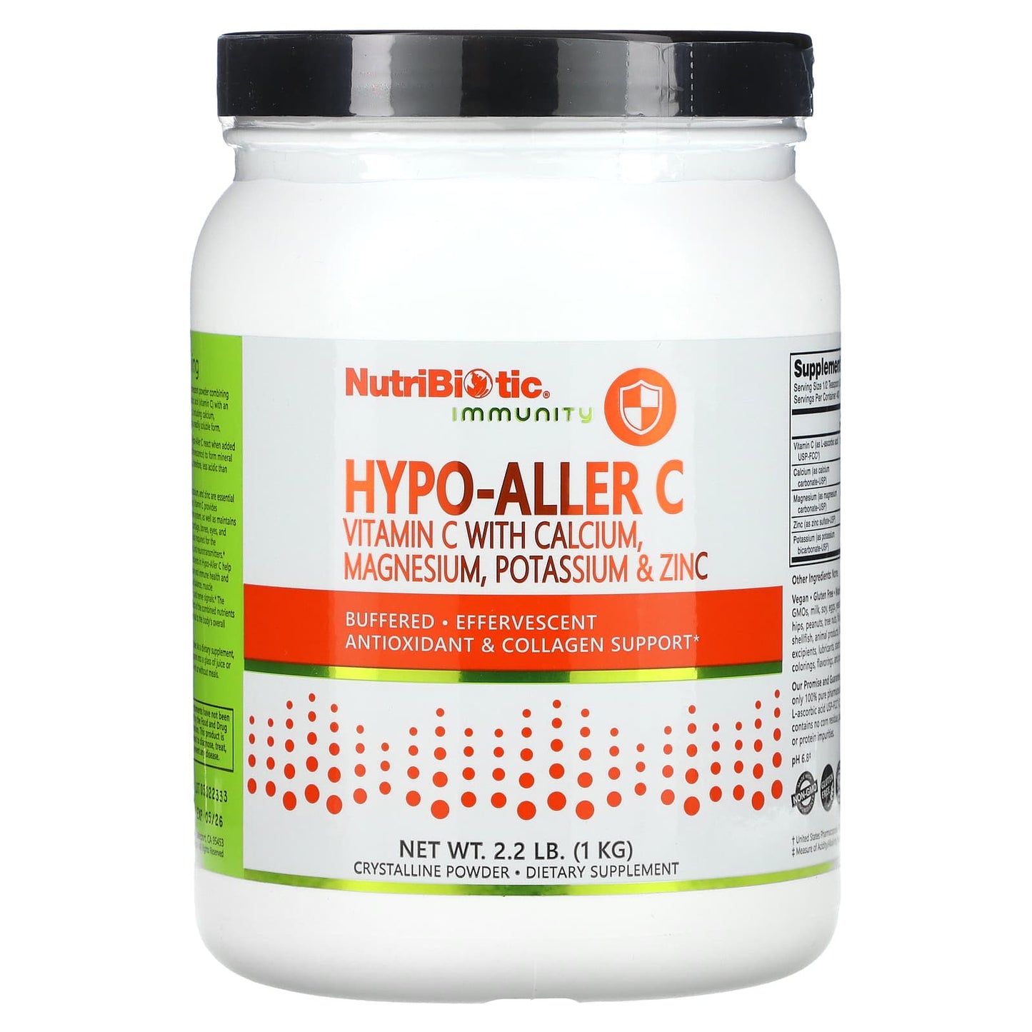 NutriBiotic, Immunity, Hypo-Aller C, Vitamin C with Calcium, Magnesium, Potassium & Zinc, 2.2 lb (1 kg) - Image 1