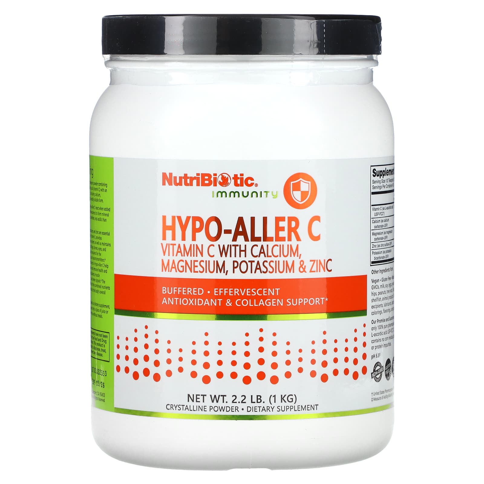 NutriBiotic, Immunity, Hypo-Aller C, Vitamin C with Calcium, Magnesium, Potassium & Zinc, 2.2 lb (1 kg) - Image 1
