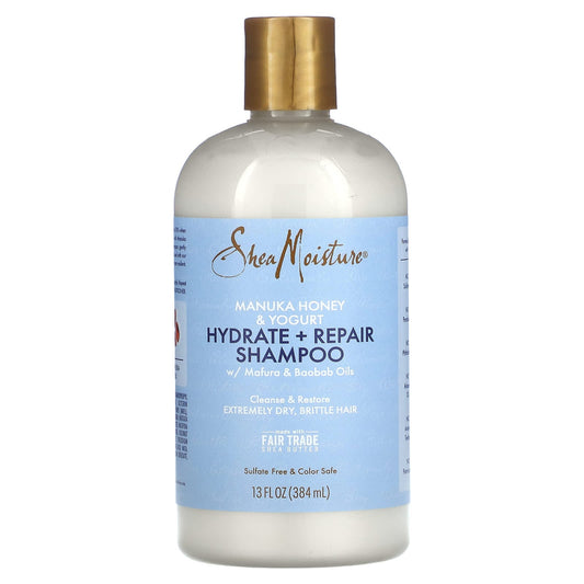 SheaMoisture, Manuka Honey & Yogurt, Hydrate + Repair Shampoo with Mafura & Baobab Oils, 13 fl oz (384 ml) - Image 1