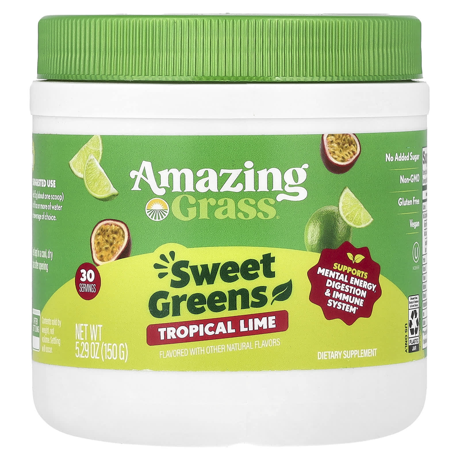 Amazing Grass Tropical Lime Greens Powder for Energy & Immune Support - Image 1