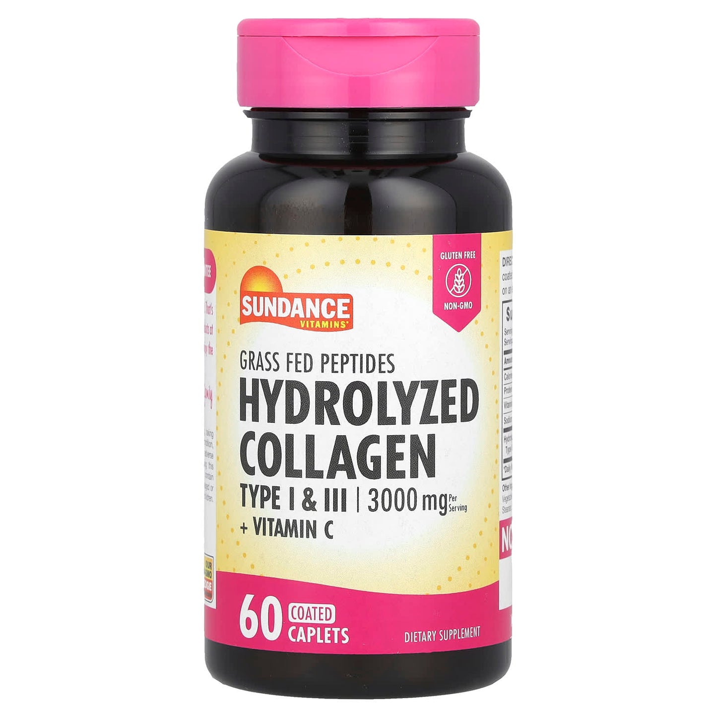 Sundance Vitamins, Hydrolyzed Collagen Type I & III + Vitamin C, 60 Coated Caplets - Image 1