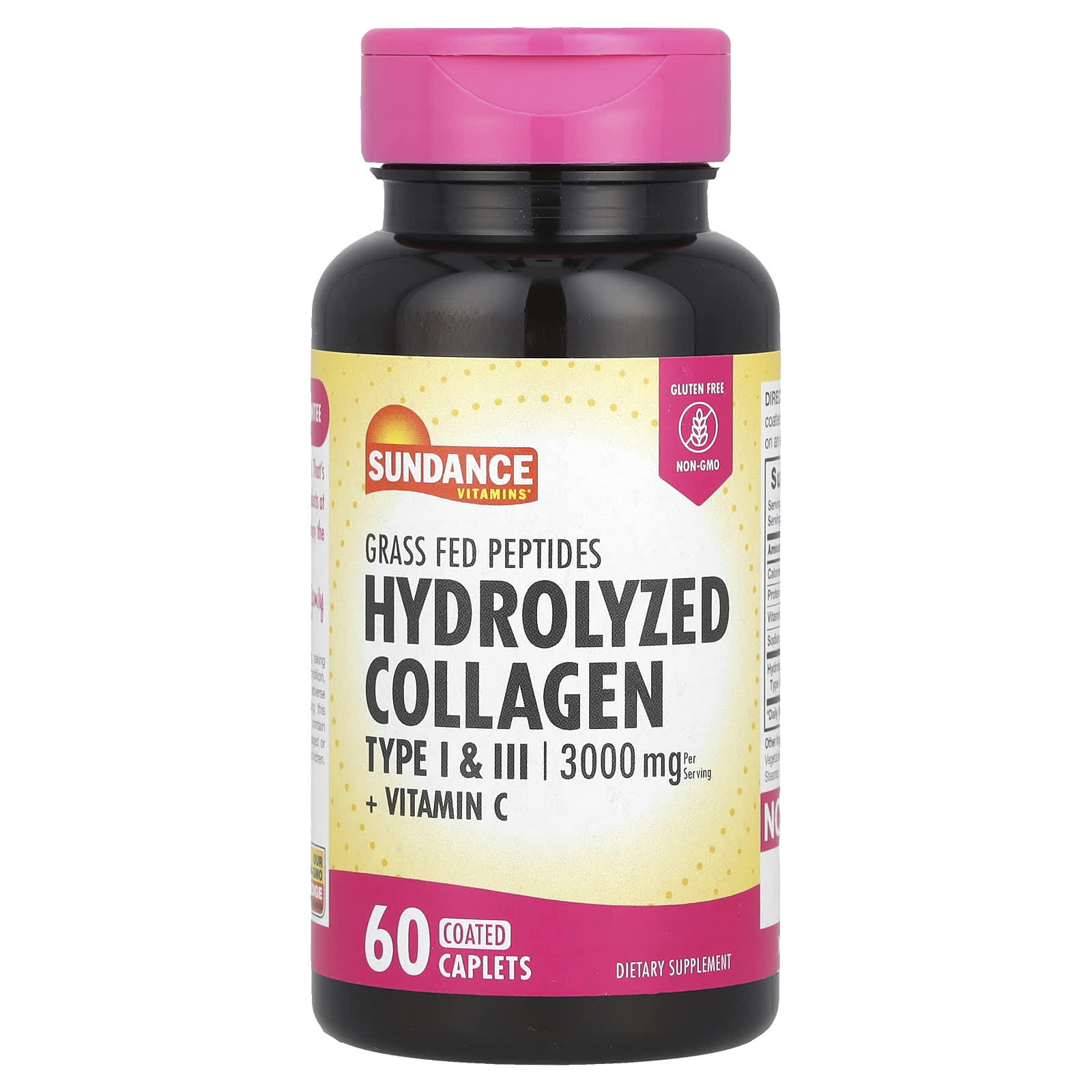 Sundance Vitamins, Hydrolyzed Collagen Type I & III + Vitamin C, 60 Coated Caplets - Image 1