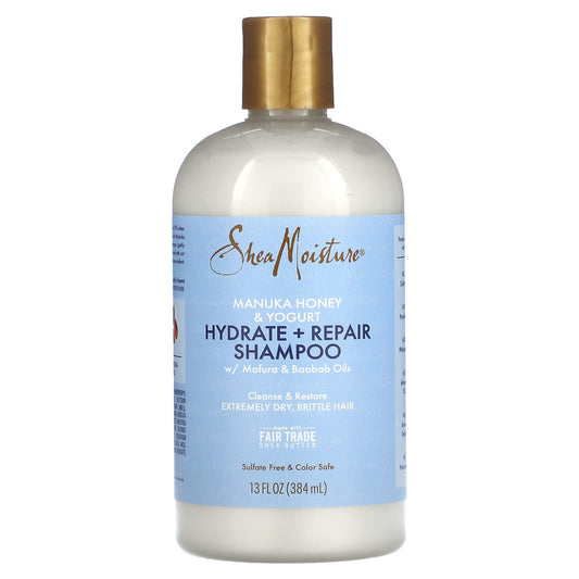 SheaMoisture, Manuka Honey & Yogurt, Hydrate + Repair Shampoo with Mafura & Baobab Oils, 13 fl oz (384 ml) - Image 1