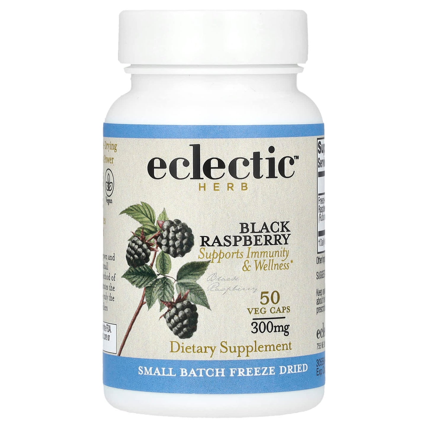 Black Raspberry Immunity & Wellness Supplement, 300mg, 50 Veg Caps - Image 1