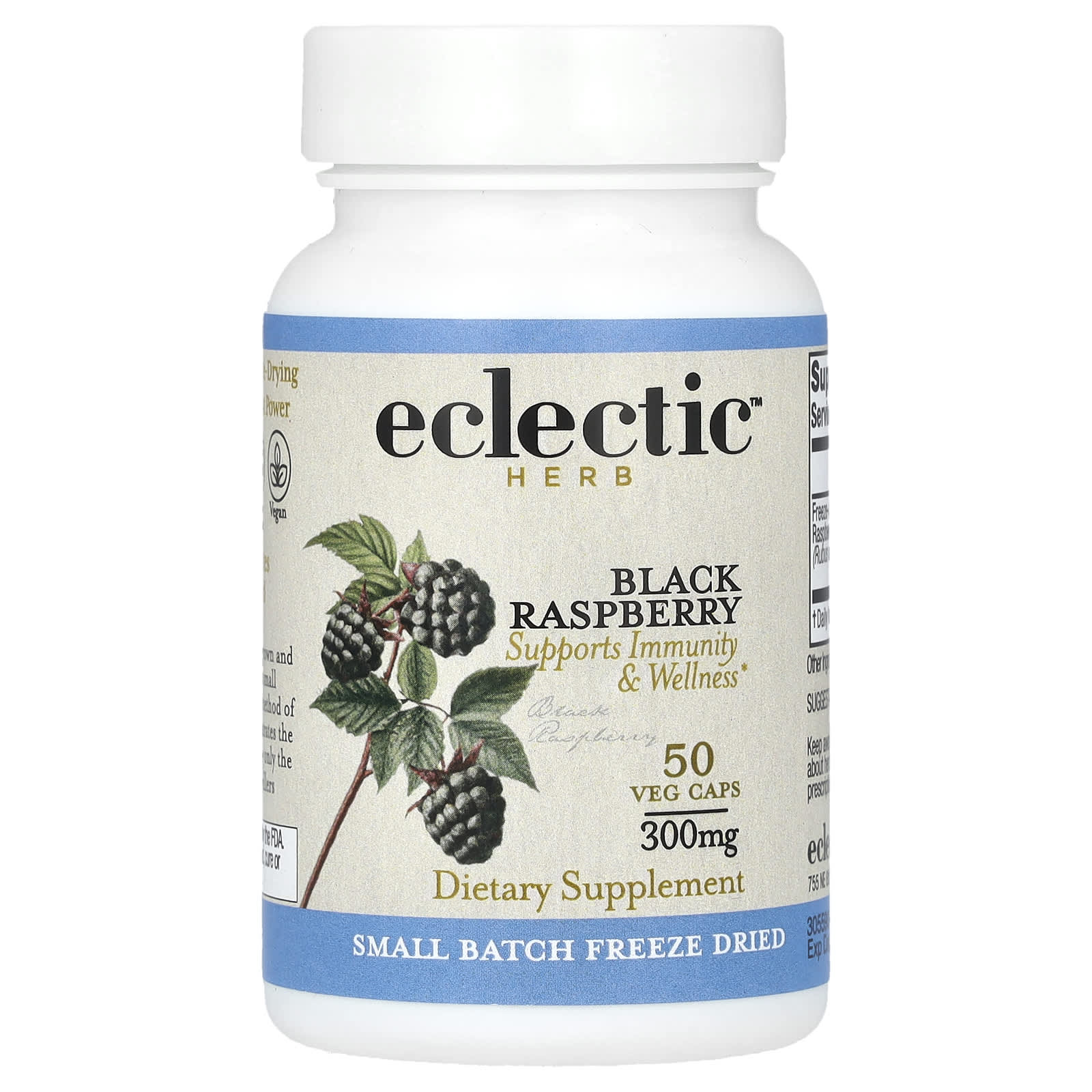 Black Raspberry Immunity & Wellness Supplement, 300mg, 50 Veg Caps - Image 1