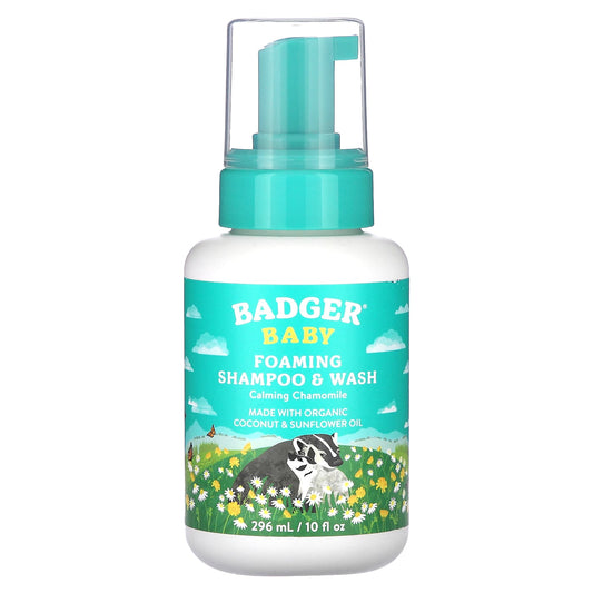 Badger Organic Baby Foaming Shampoo & Wash with Calming Chamomile - 10 fl oz - Image 1