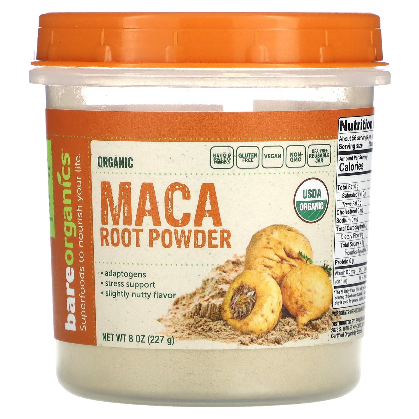 Organic Maca Root Powder for Energy, Stress Support - BareOrganics - Image 1