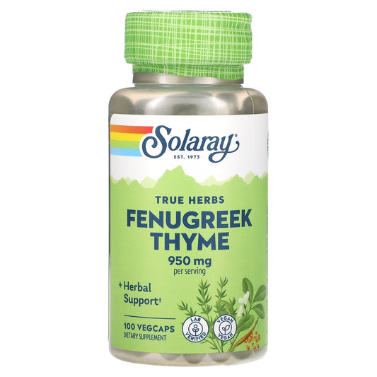 Solaray, True Herbs, Fenugreek Thyme, 100 VegCaps - Image 1