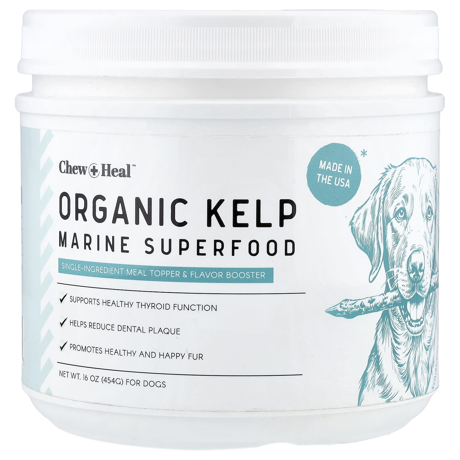 Chew + Heal Organic Kelp Marine Superfood for Dogs, 16 oz, Supports Healthy Thyroid - Image 1