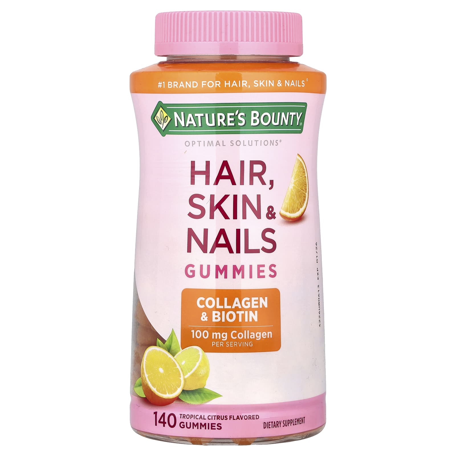 Nature's Bounty, Hair, Skin & Nails Gummies, Tropical Citrus, 140 Gummies - Image 1