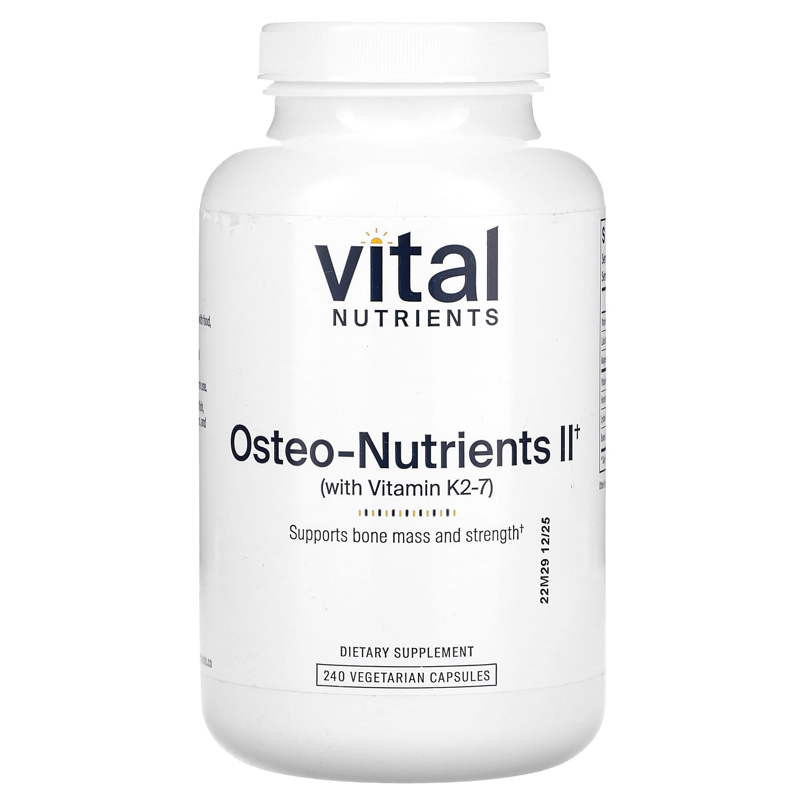 Vital Nutrients, Osteo-Nutrients II with Vitamin K2-7, 240 Vegetarian Capsules - Image 1