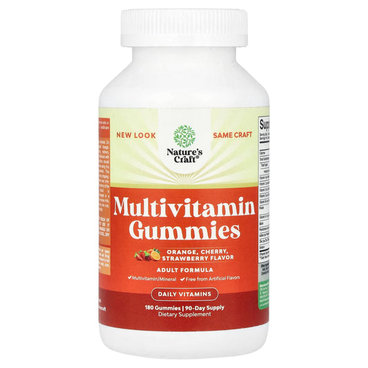 Nature's Craft, Multivitamin Gummies, Orange, Cherry, Strawberry, 180 Gummies - Image 1