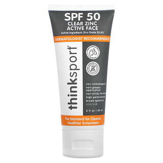 Think Clear Zinc Active Face Sunscreen, SPF 50, 2 fl oz - Non-Greasy & Vegan